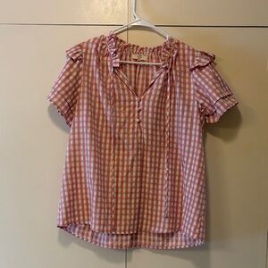 Entro Pink and White Checkered Blouse